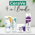 Cerave 4 In 1 Skincare Kit Night Cream, Sunblock, Cleanser & Serum, for Radiant Skin